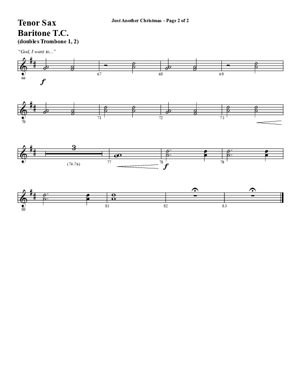 Just Another Christmas (Choral Anthem SATB) Tenor Sax/Baritone T.C. (Word Music Choral / Arr. David Wise / Arr. David Shipps)