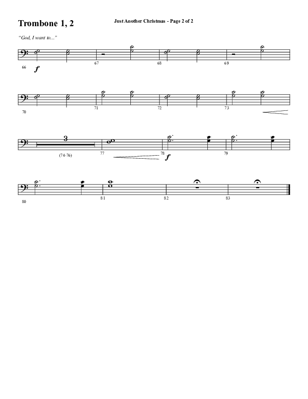 Just Another Christmas (Choral Anthem SATB) Trombone 1/2 (Word Music Choral / Arr. David Wise / Arr. David Shipps)