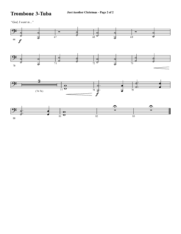 Just Another Christmas (Choral Anthem SATB) Trombone 3/Tuba (Word Music Choral / Arr. David Wise / Arr. David Shipps)