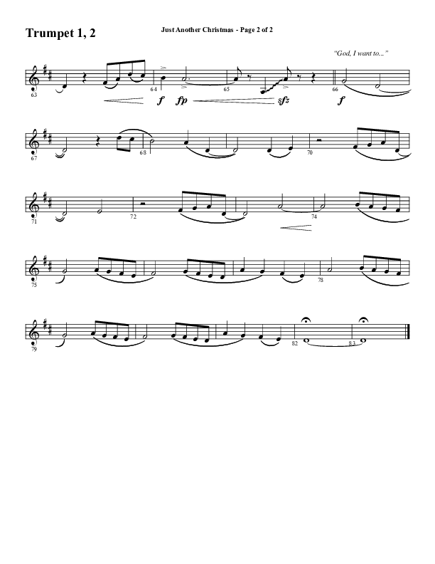 Just Another Christmas (Choral Anthem SATB) Trumpet 1,2 (Word Music Choral / Arr. David Wise / Arr. David Shipps)