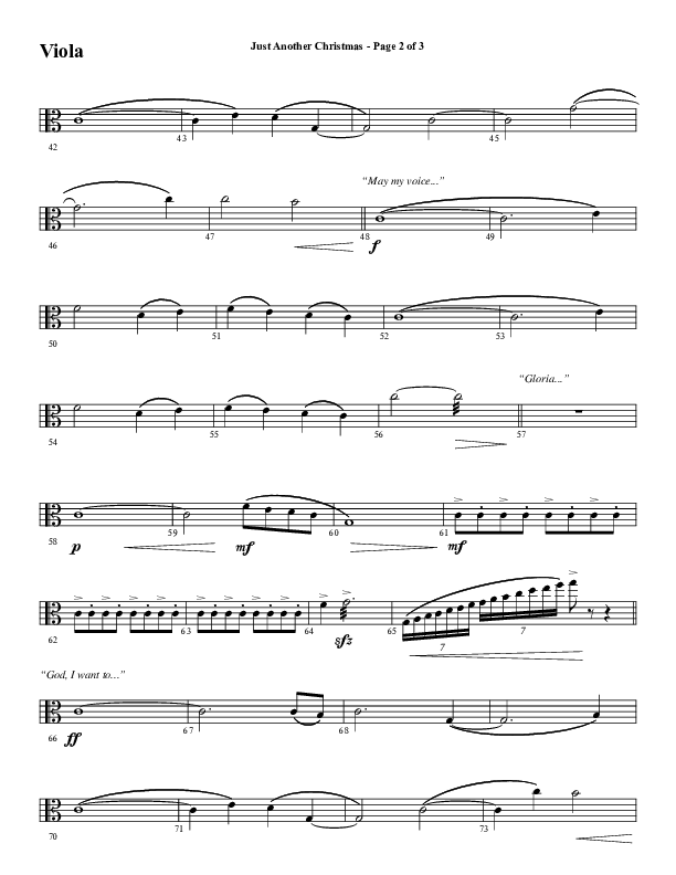 Just Another Christmas (Choral Anthem SATB) Viola (Word Music Choral / Arr. David Wise / Arr. David Shipps)