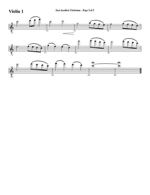 Just Another Christmas (Choral Anthem SATB) Violin 1 (Word Music Choral / Arr. David Wise / Arr. David Shipps)