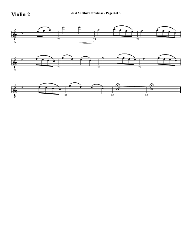 Just Another Christmas (Choral Anthem SATB) Violin 2 (Word Music Choral / Arr. David Wise / Arr. David Shipps)