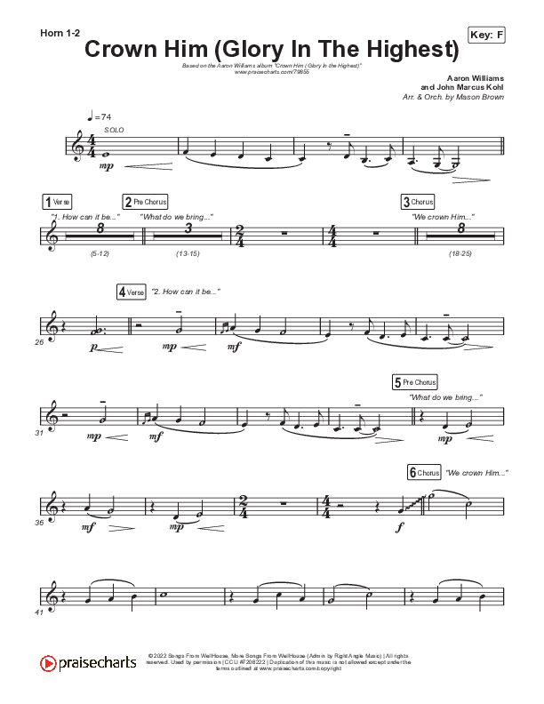 Crown Him (Glory In The Highest) French Horn 1,2 (Aaron Williams)