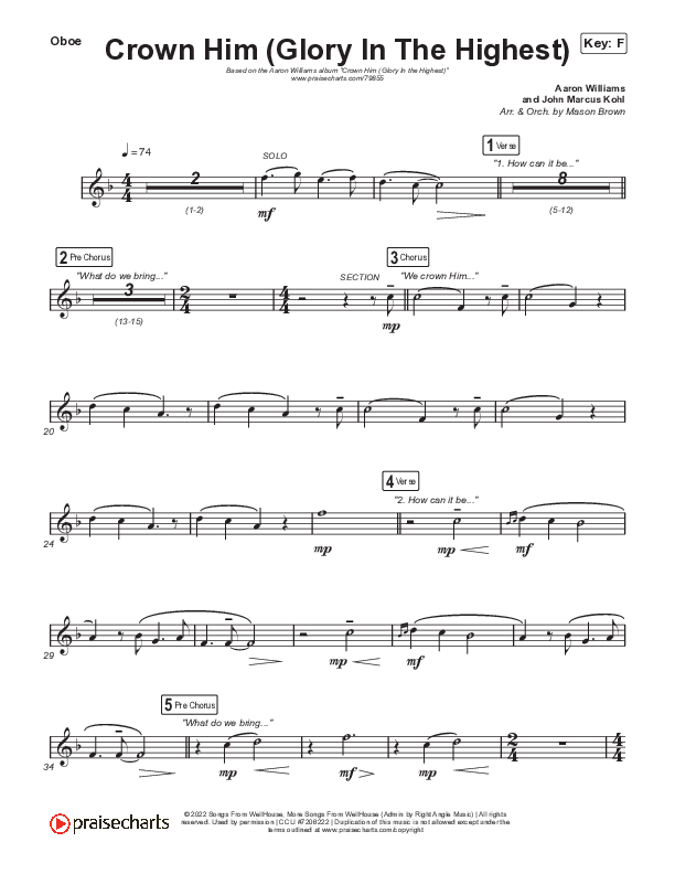 Crown Him (Glory In The Highest) Oboe (Aaron Williams)
