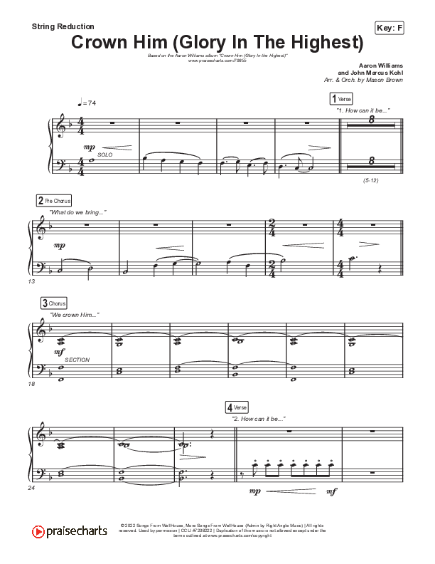 Crown Him (Glory In The Highest) String Reduction (Aaron Williams)