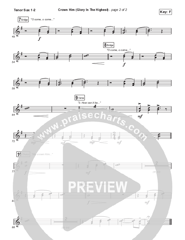 Crown Him (Glory In The Highest) Tenor Sax 1,2 (Aaron Williams)