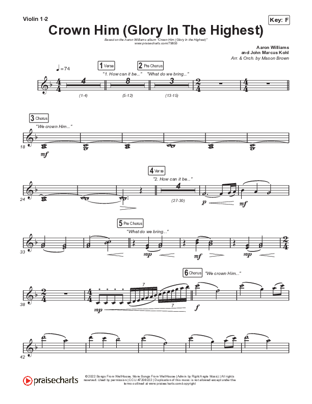 Crown Him (Glory In The Highest) String Pack (Aaron Williams)