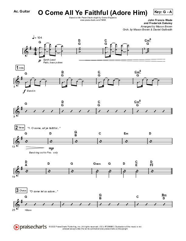 O Come All Ye Faithful (Adore Him) Acoustic Guitar (PraiseCharts / Connor Bogardus)