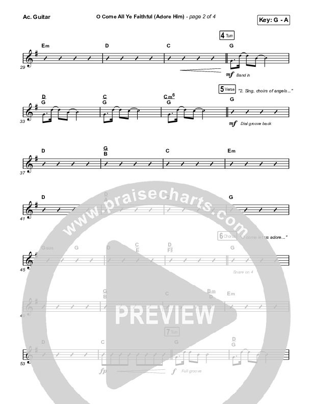 O Come All Ye Faithful (Adore Him) Acoustic Guitar (PraiseCharts / Connor Bogardus)