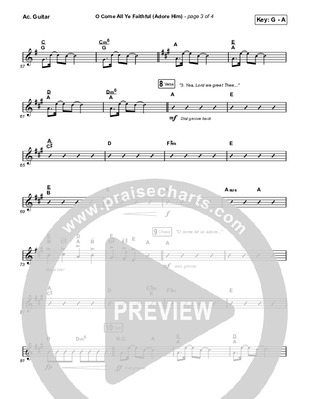 O Come All Ye Faithful (Adore Him) Acoustic Guitar (PraiseCharts / Connor Bogardus)