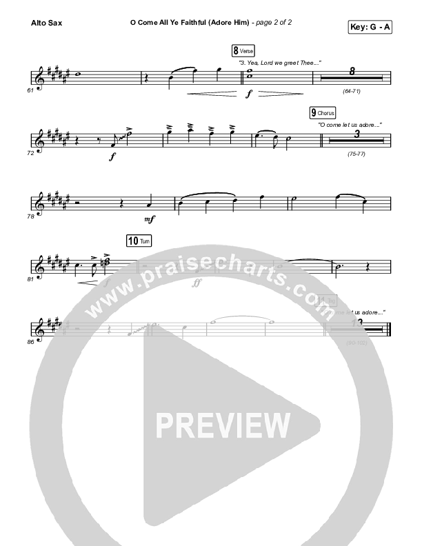 O Come All Ye Faithful (Adore Him) Sax Pack (PraiseCharts / Connor Bogardus)