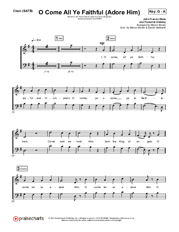 O Come All Ye Faithful (Adore Him) Choir Sheet (SATB) (PraiseCharts / Connor Bogardus)