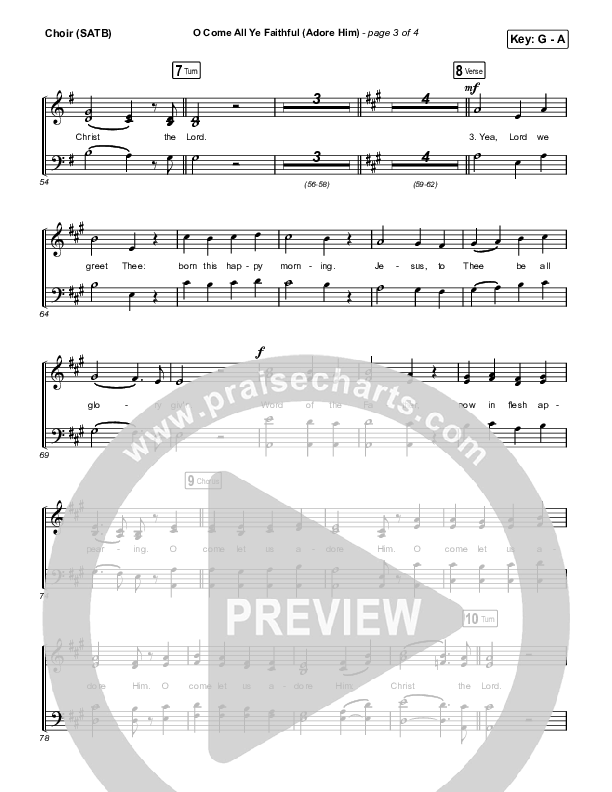 O Come All Ye Faithful (Adore Him) Choir Sheet (SATB) (PraiseCharts / Connor Bogardus)