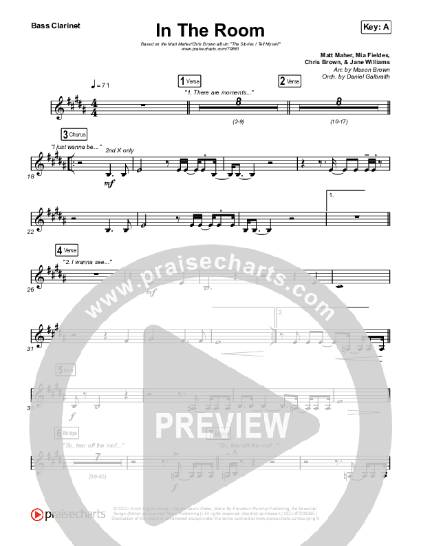 In The Room Bass Clarinet (Matt Maher / Chris Brown)