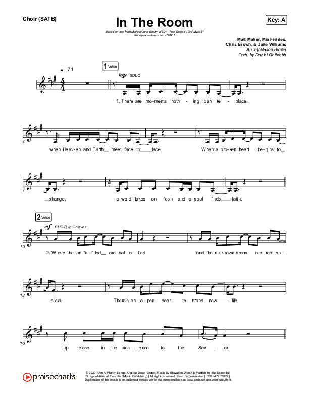 In The Room Choir Sheet (SATB) (Matt Maher / Chris Brown)