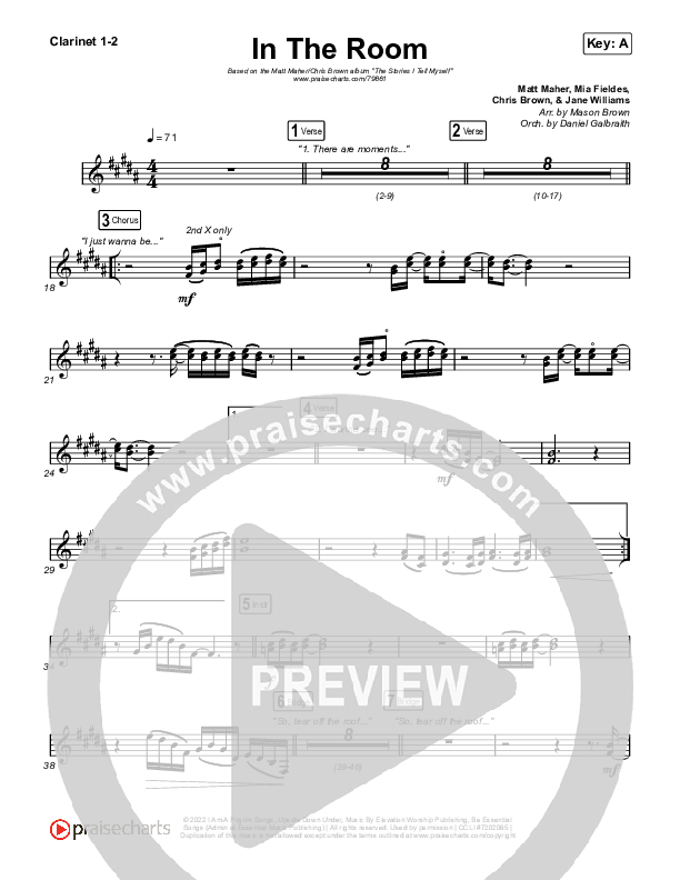 In The Room Clarinet 1/2 (Matt Maher / Chris Brown)