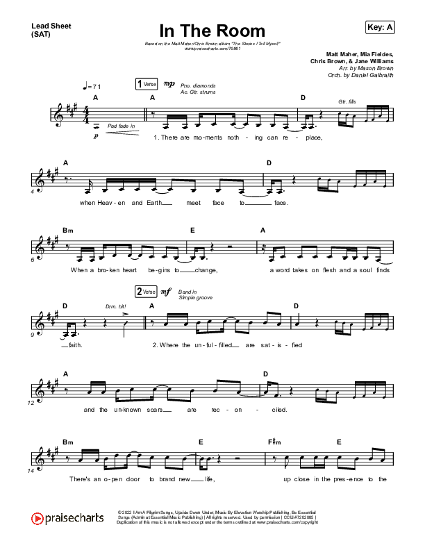 In The Room Lead Sheet (SAT) (Matt Maher / Chris Brown)