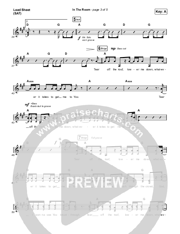 In The Room Lead Sheet (SAT) (Matt Maher / Chris Brown)