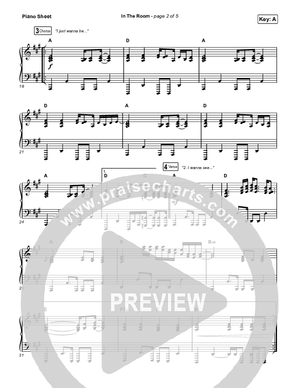 In The Room Piano Sheet (Matt Maher / Chris Brown)