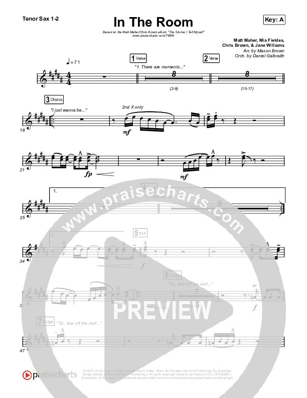 In The Room Sax Pack (Matt Maher / Chris Brown)