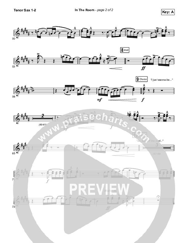 In The Room Tenor Sax 1/2 (Matt Maher / Chris Brown)