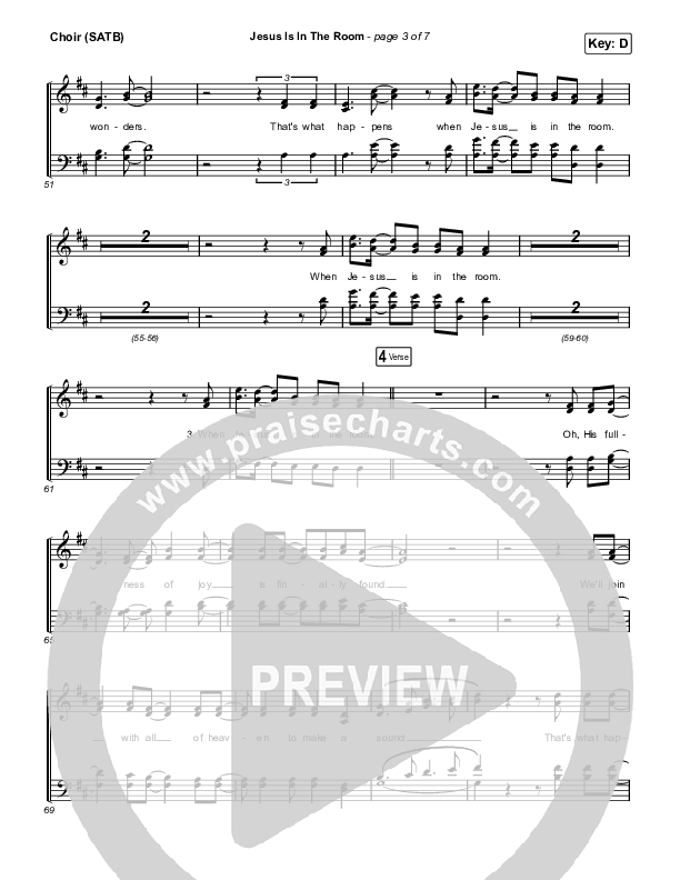 Jesus Is In The Room Choir Sheet (SATB) (Victory Worship)