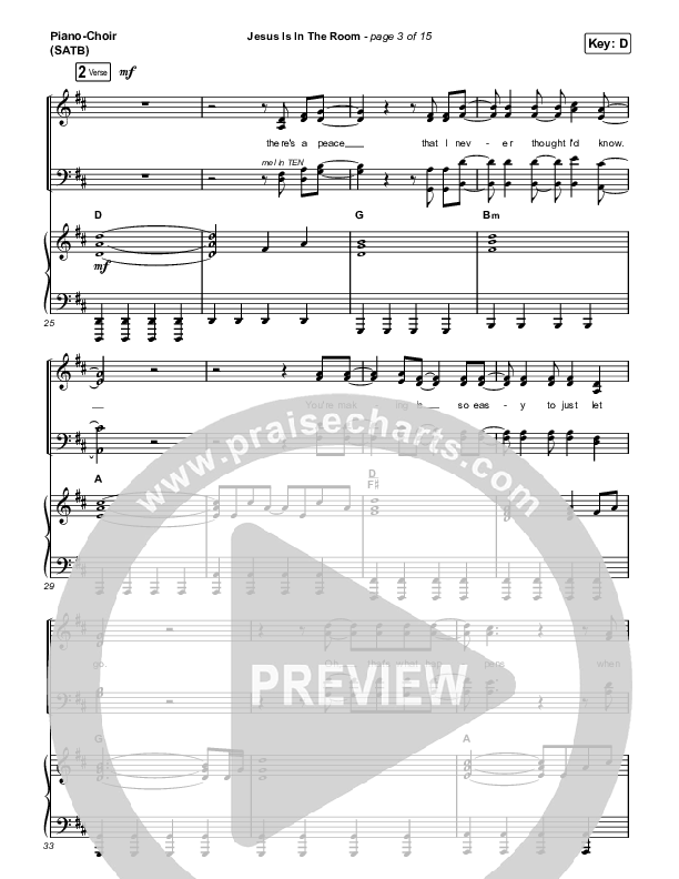 Jesus Is In The Room Piano/Vocal (SATB) (Victory Worship)