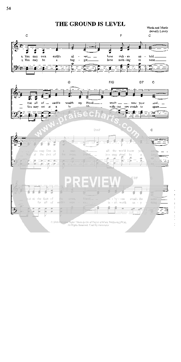 The Ground Is Level Lead Sheet (Ernie Haase)