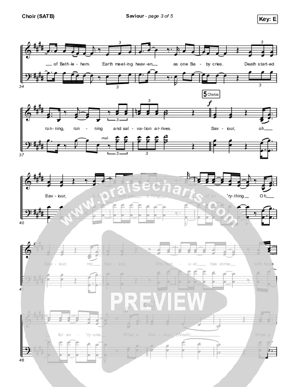 Saviour Vocal Sheet (SATB) (We Are Messengers)