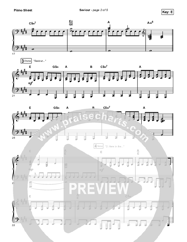 Saviour Piano Sheet (We Are Messengers)