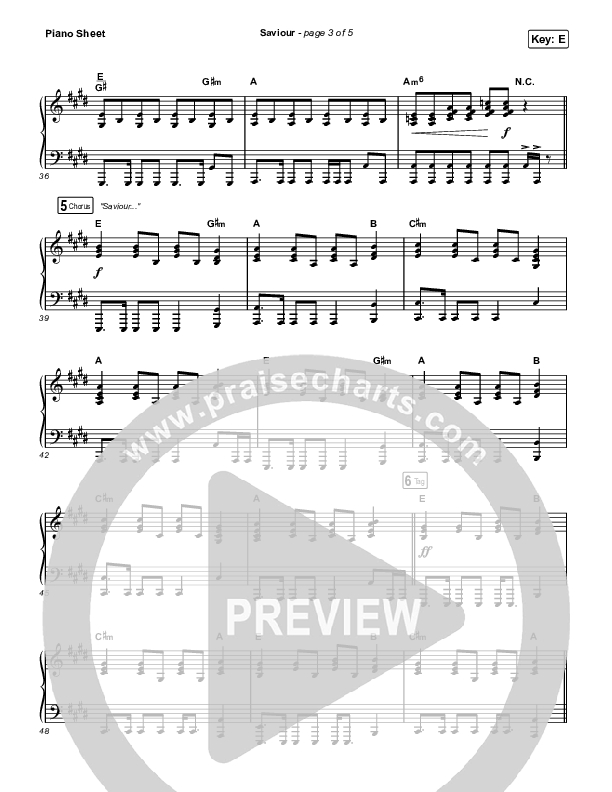 Saviour Piano Sheet (We Are Messengers)