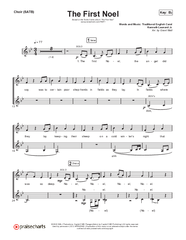 The First Noel Choir Sheet (SATB) (Tasha Cobbs Leonard)