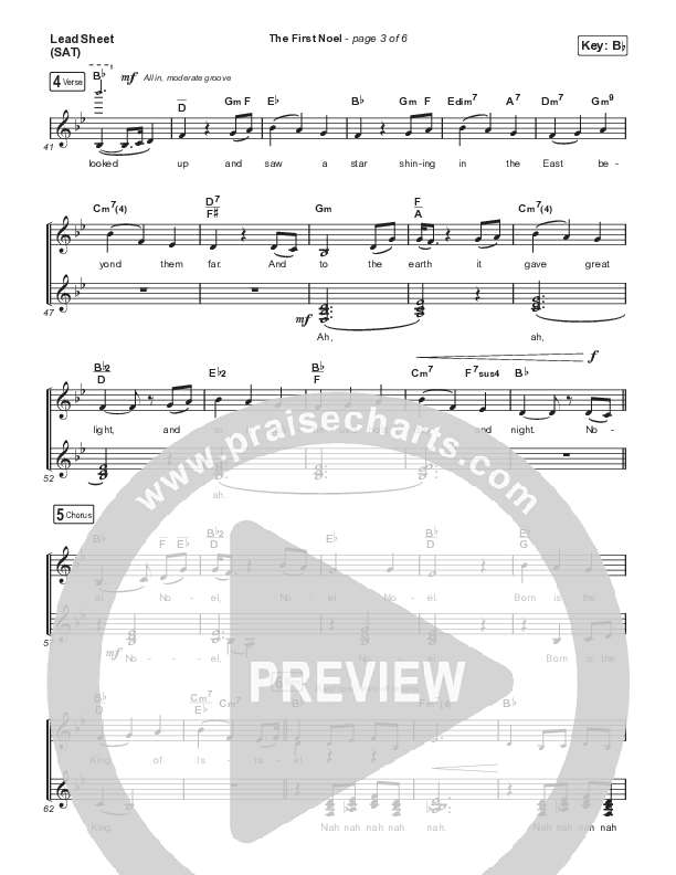 The First Noel Lead Sheet (SAT) (Tasha Cobbs Leonard)