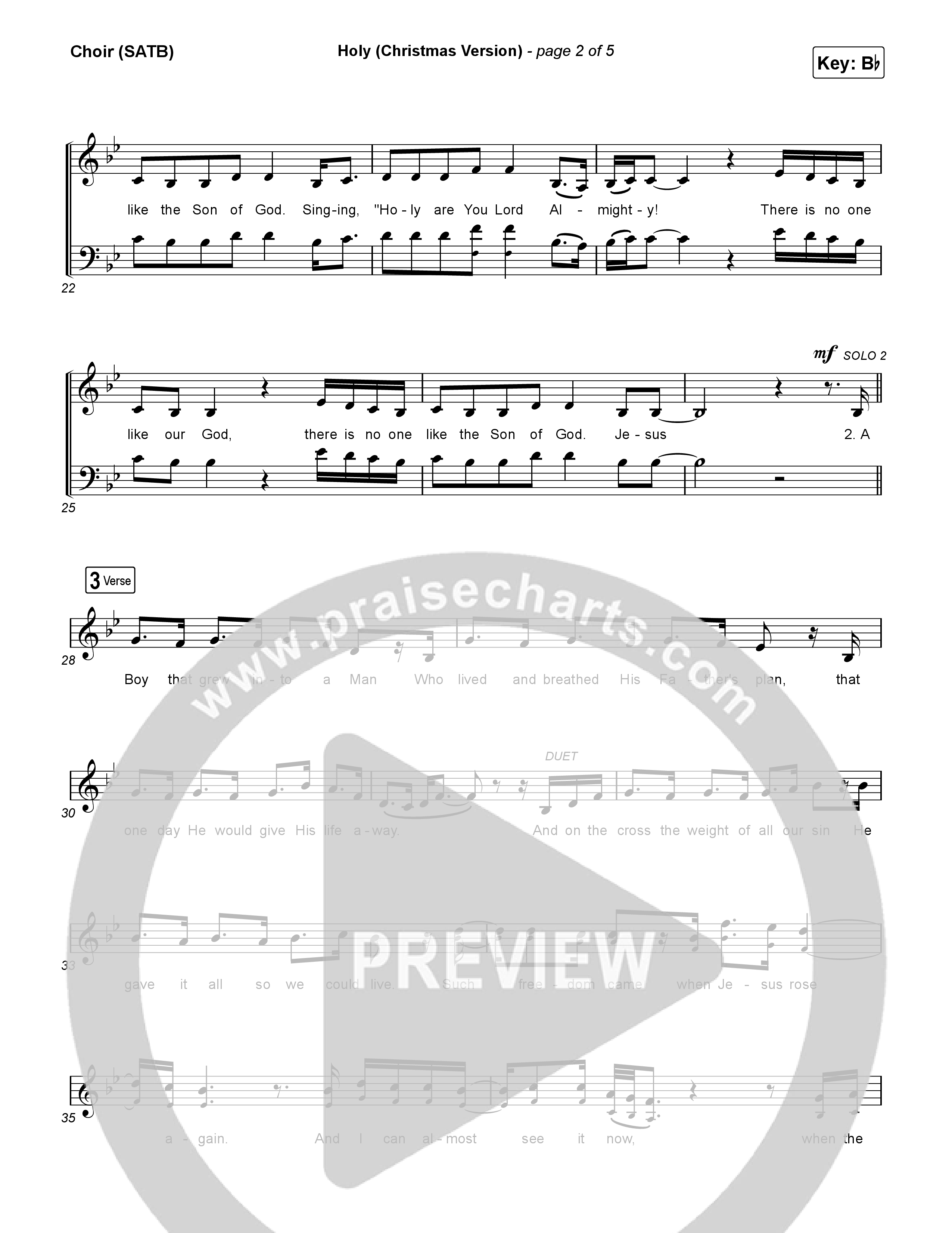 Holy (Christmas Version) Vocal Sheet (SATB) (The Church Will Sing / Hannah Kerr / Conrad)