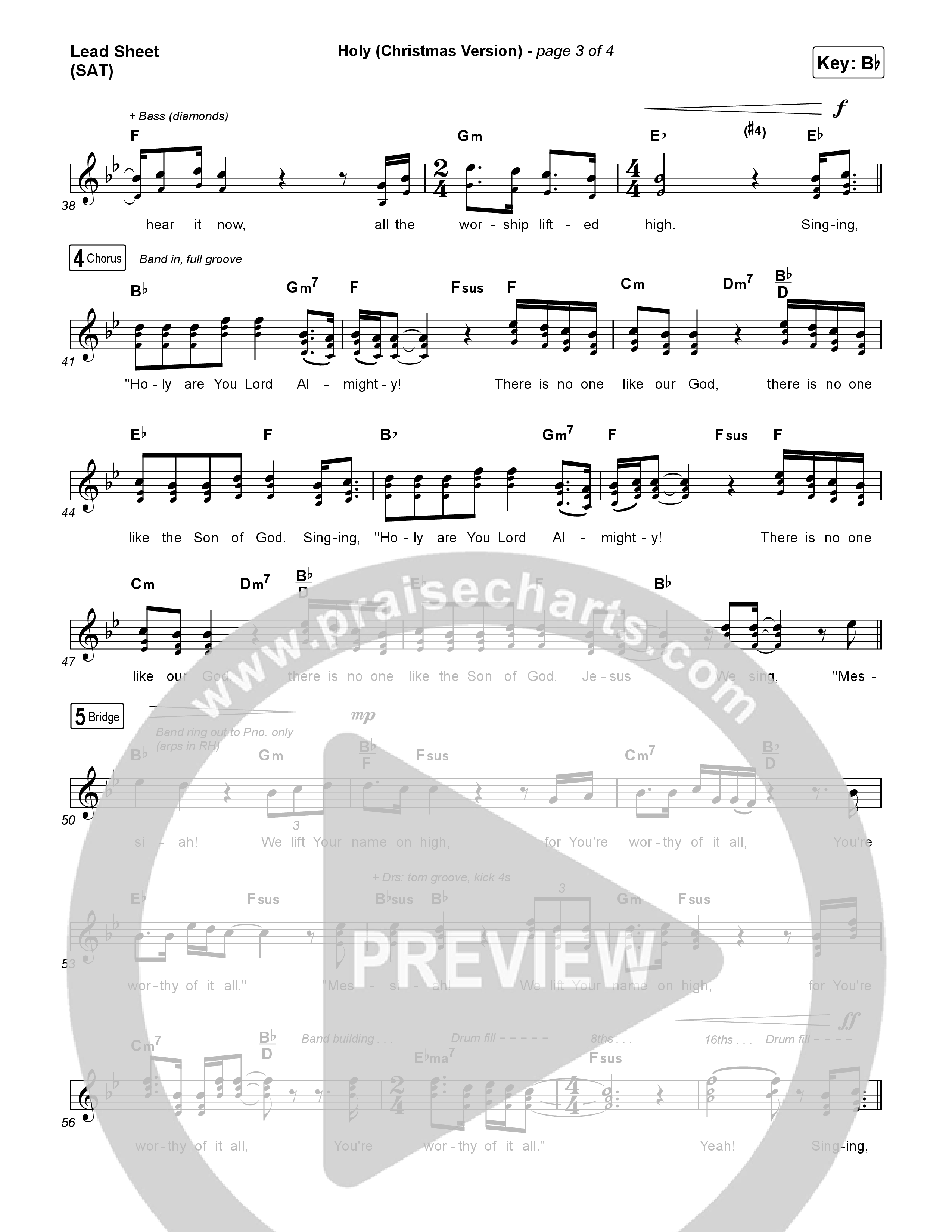 Holy (Christmas Version) Lead Sheet (SAT) (The Church Will Sing / Hannah Kerr / Conrad)