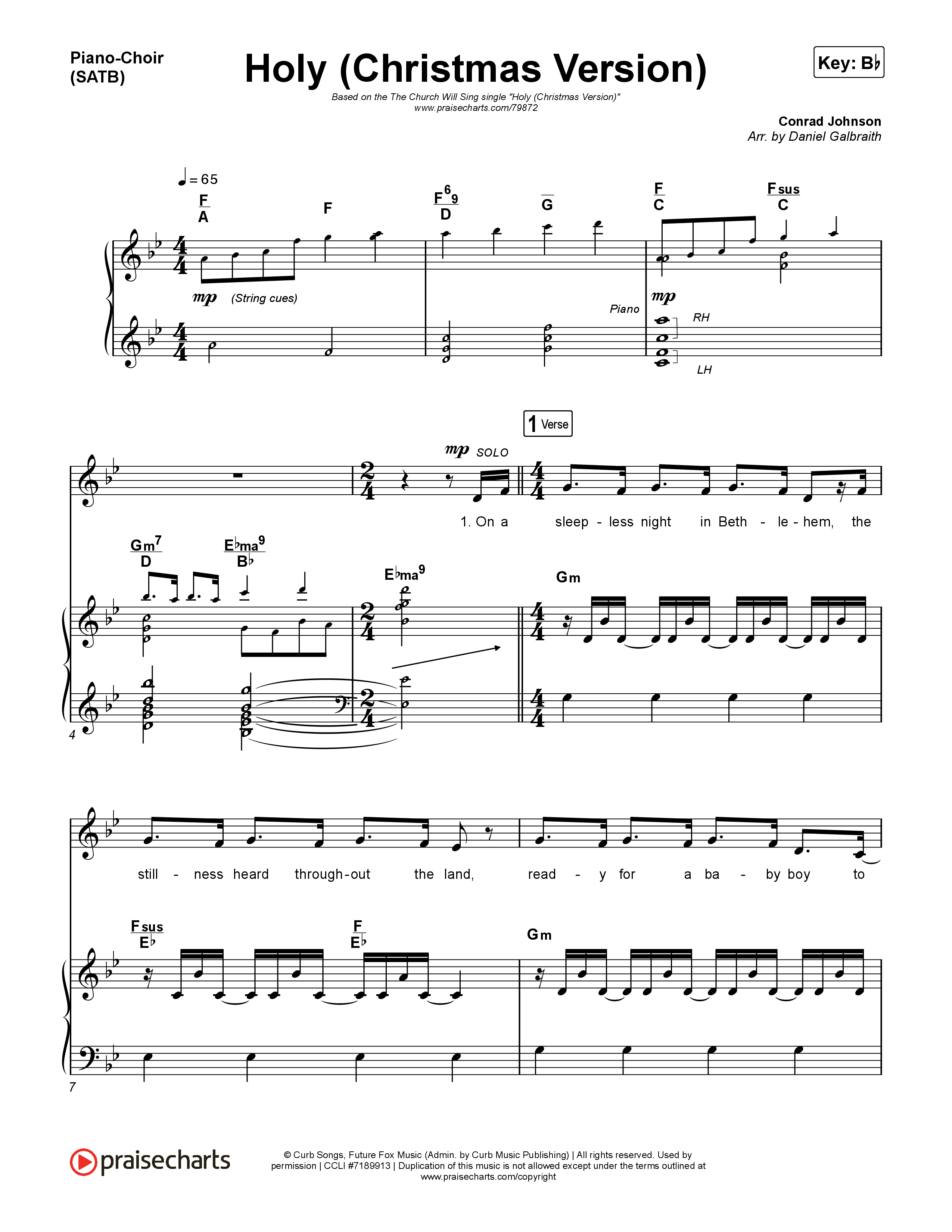 Holy (Christmas Version) Piano/Vocal Pack (The Church Will Sing / Hannah Kerr / Conrad)