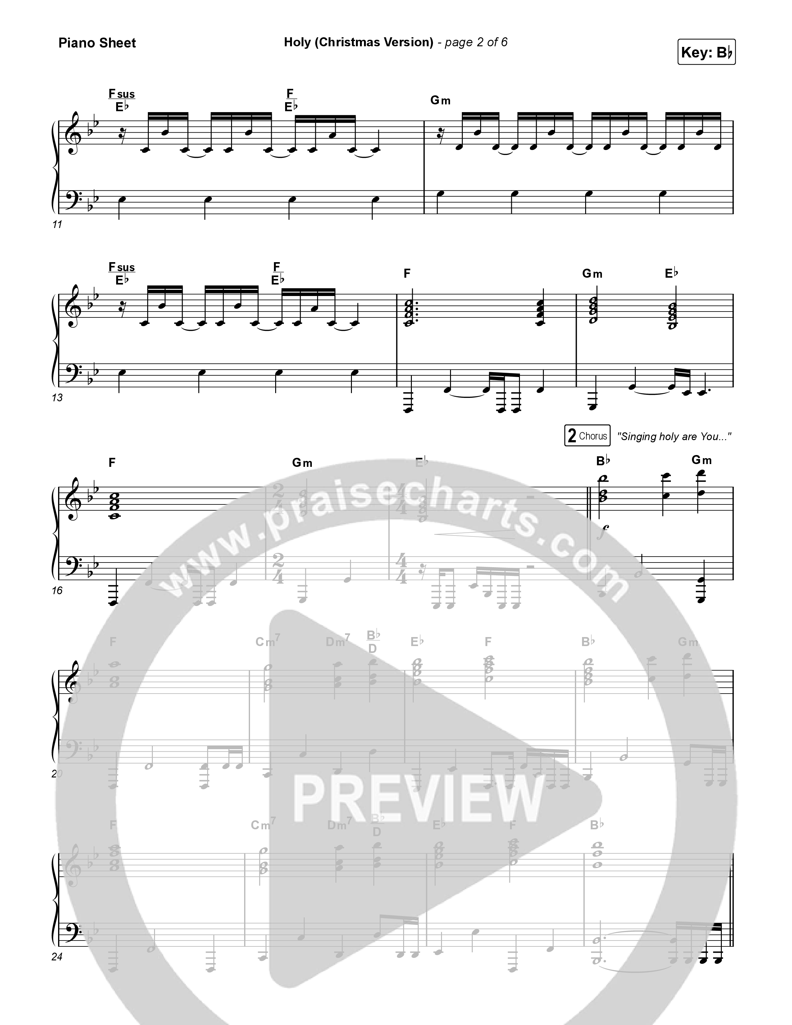 Holy (Christmas Version) Piano Sheet (The Church Will Sing / Hannah Kerr / Conrad)
