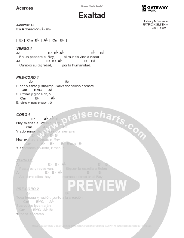 Exaltad (Emanuel) Chord Chart (Gateway Worship Español / Becky Collazos)