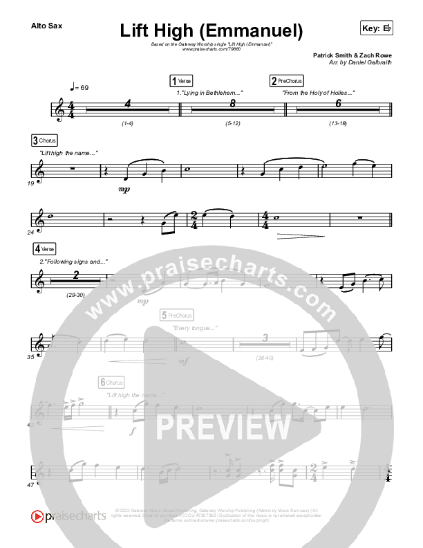 Lift High (Emmanuel) Alto Sax (Gateway Worship)