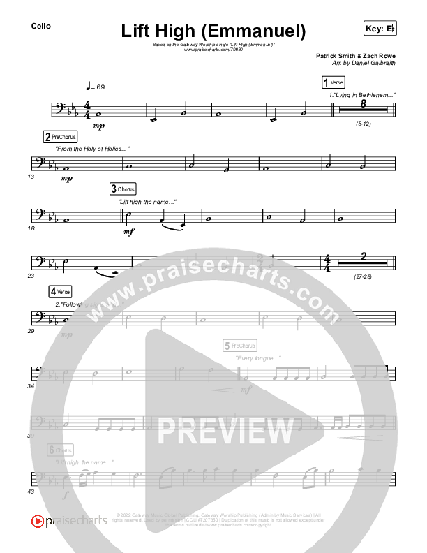 Lift High (Emmanuel) Cello (Gateway Worship)