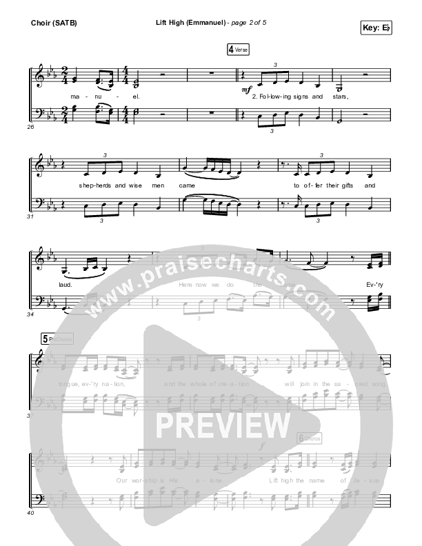Lift High (Emmanuel) Choir Sheet (SATB) (Gateway Worship)