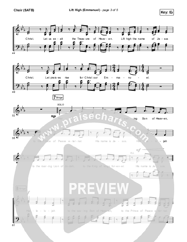 Lift High (Emmanuel) Choir Sheet (SATB) (Gateway Worship)