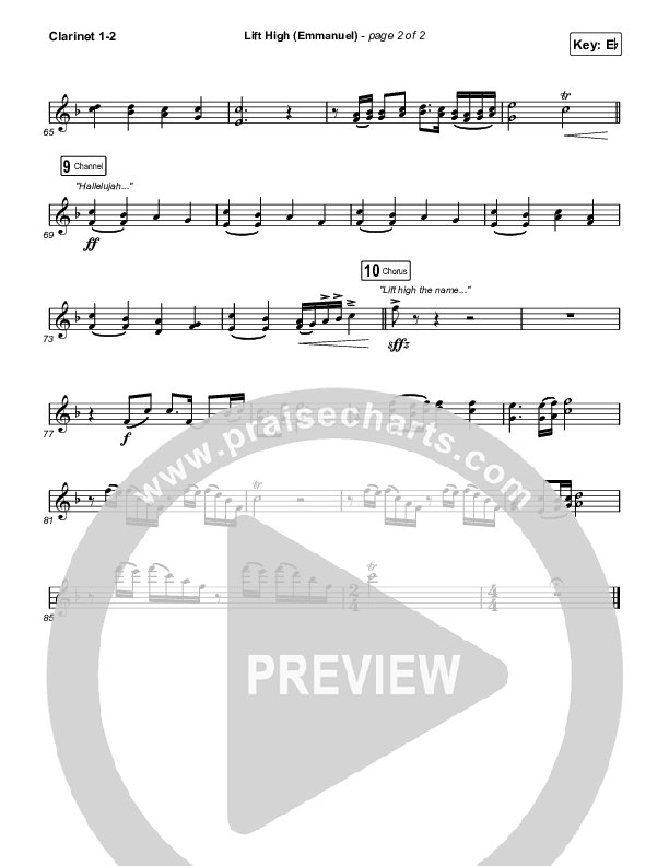 Lift High (Emmanuel) Clarinet 1,2 (Gateway Worship)