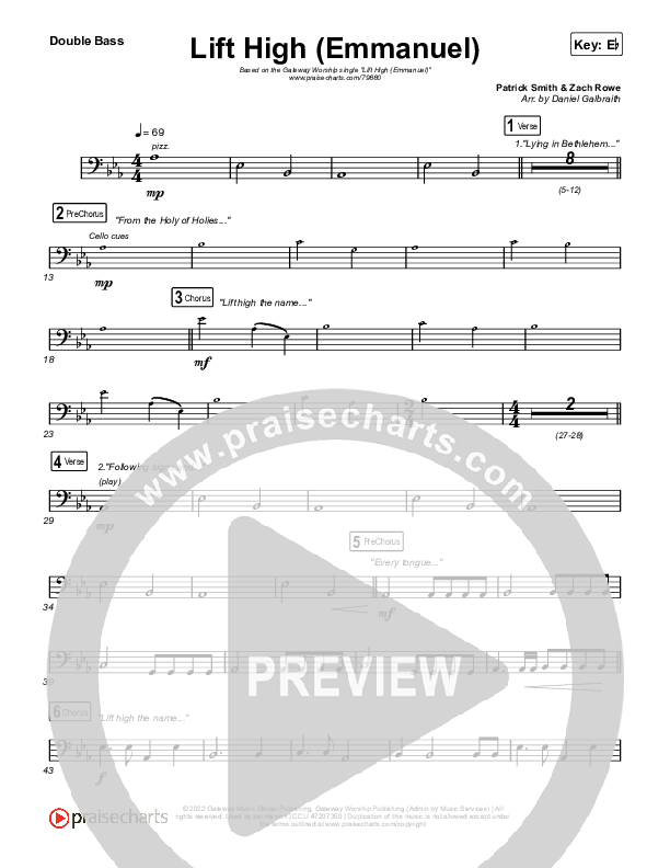 Lift High (Emmanuel) String Bass (Gateway Worship)