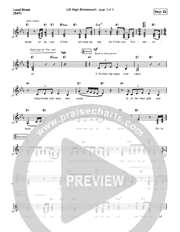 Lift High (Emmanuel) Lead Sheet (SAT) (Gateway Worship)
