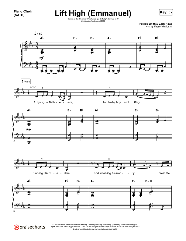Lift High (Emmanuel) Piano/Vocal (SATB) (Gateway Worship)