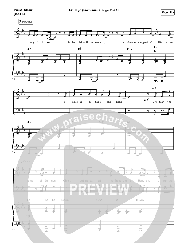 Lift High (Emmanuel) Piano/Vocal Pack (Gateway Worship)