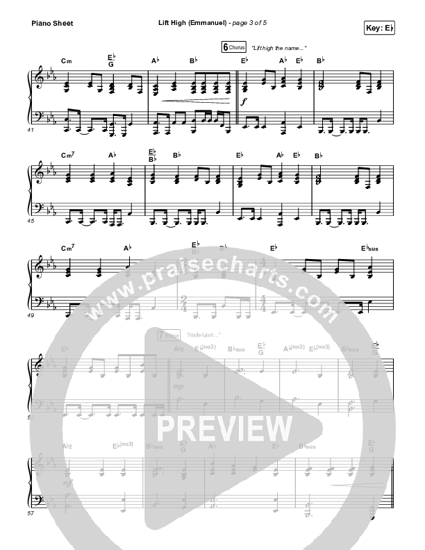 Lift High (Emmanuel) Piano Sheet (Gateway Worship)