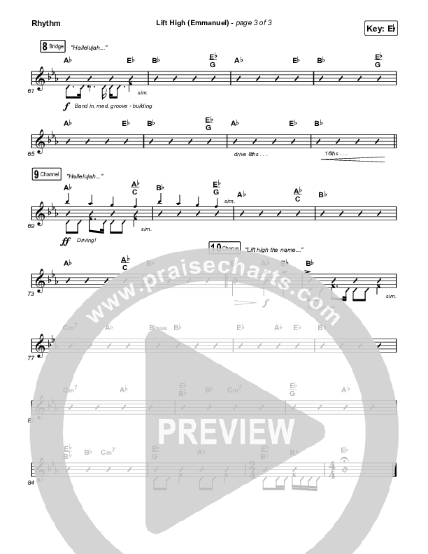 Lift High (Emmanuel) Rhythm Chart (Gateway Worship)